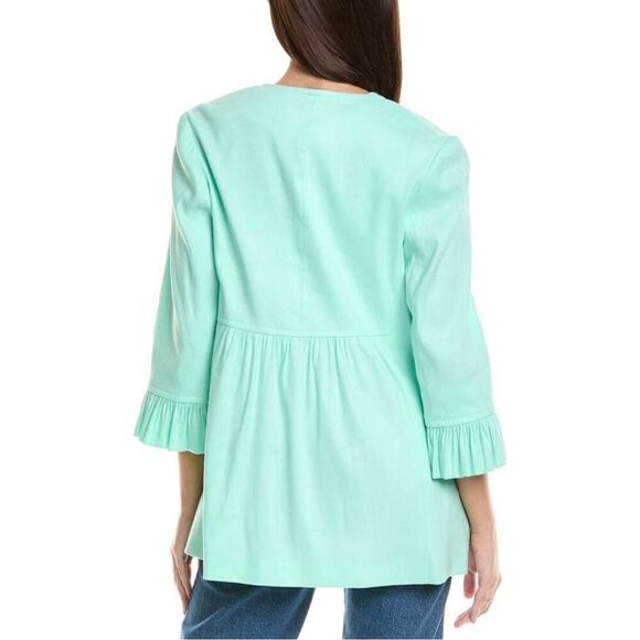 NWT Sara Campbell Carmen Linen Jacket Size 4 Navy Ruffle Cuff Coastal Preppy - Picture 5 of 16